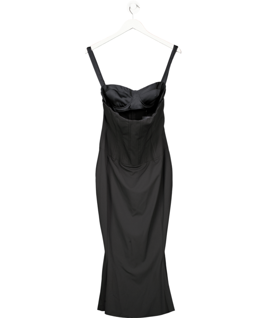 Oh Polly Valentina Layered Bra - detail Fishtail Midaxi Dress In Black UK 12 - Reliked