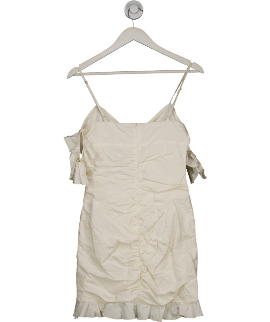 Oh Polly White Off The Shoulder Ruffle Mini Dress UK 8 - Reliked