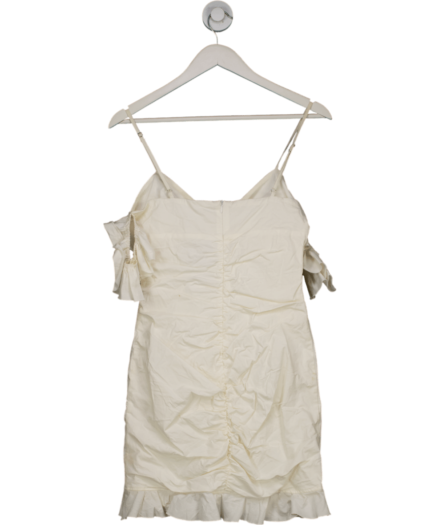 Oh Polly White Off The Shoulder Ruffle Mini Dress UK 8 - Reliked