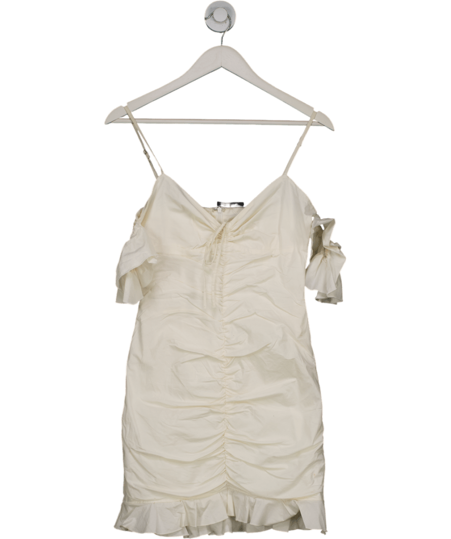 Oh Polly White Off The Shoulder Ruffle Mini Dress UK 8 - Reliked