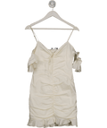 Oh Polly White Off The Shoulder Ruffle Mini Dress UK 8 - Reliked