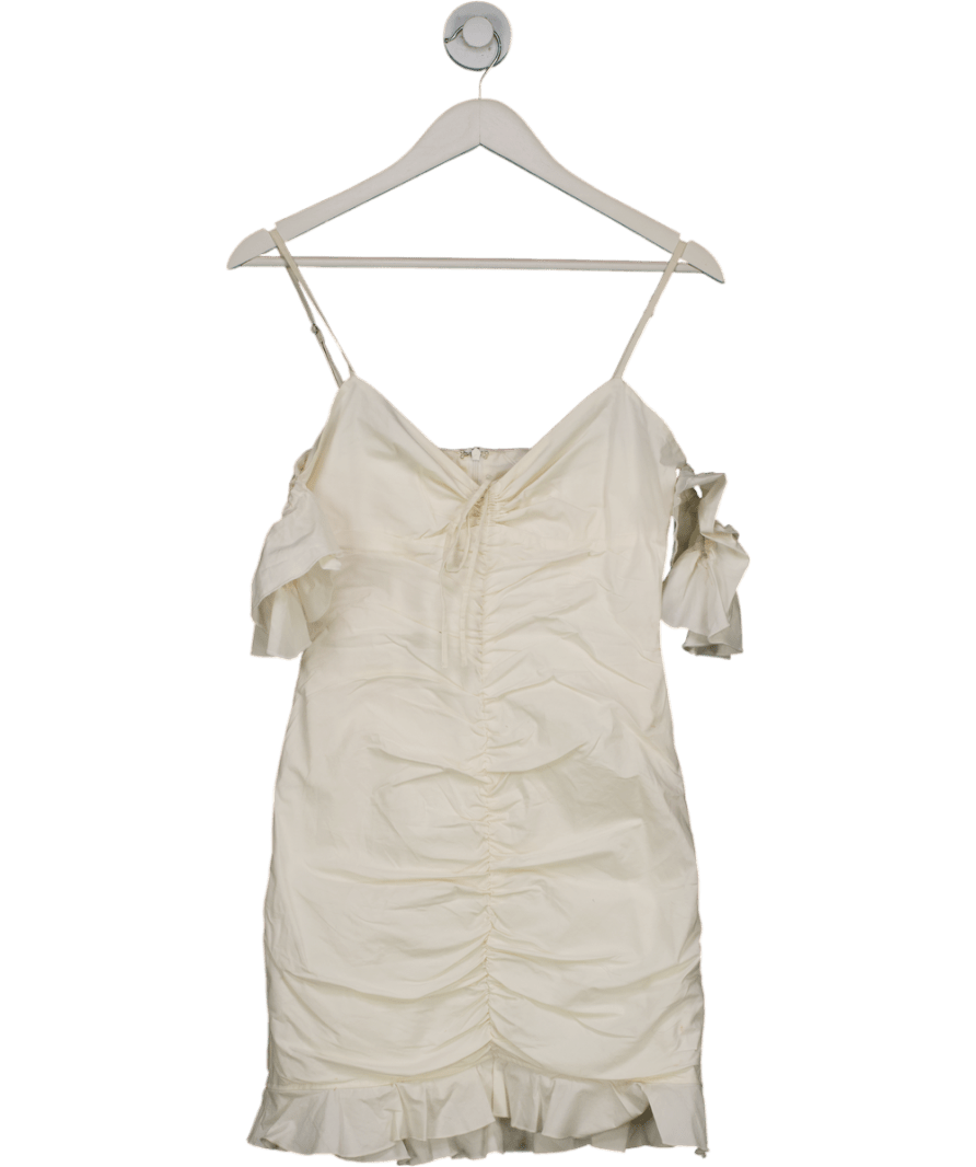 Oh Polly White Off The Shoulder Ruffle Mini Dress UK 8 - Reliked
