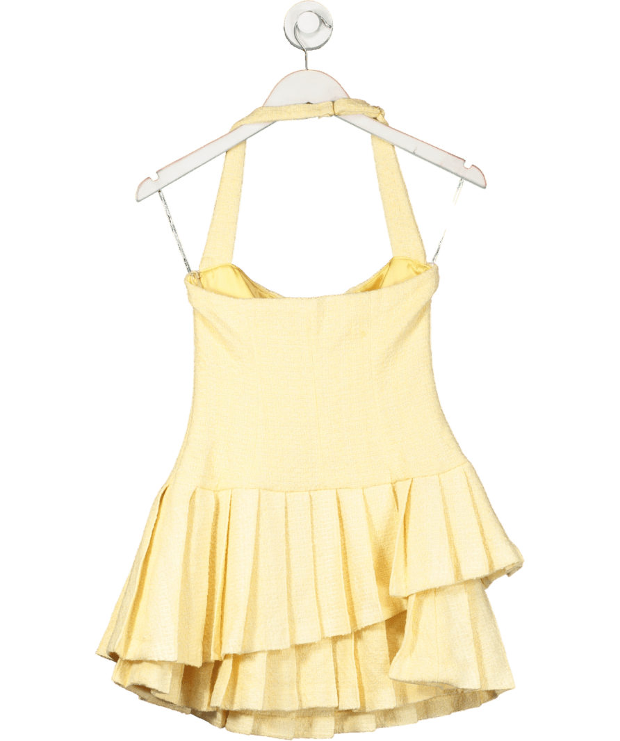 Oh Polly Yellow Rosaria Asymmetric Layered Halterneck Mini Dress UK 8 - Reliked