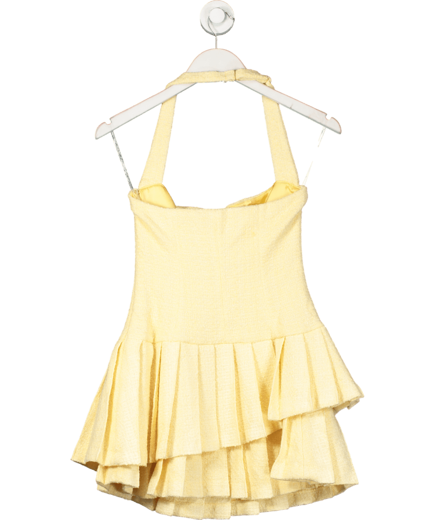 Oh Polly Yellow Rosaria Asymmetric Layered Halterneck Mini Dress UK 8 - Reliked