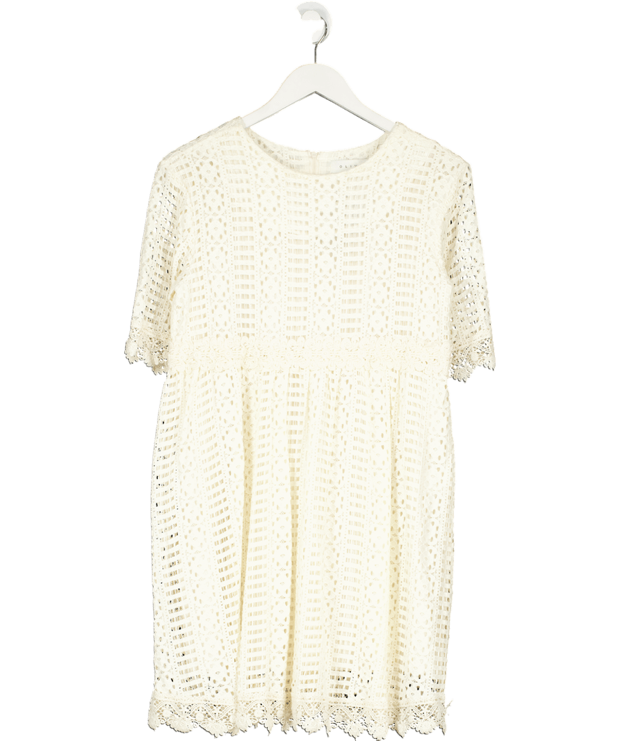 Olive Clothing Cream Cotton Lace Dress UK S - Reliked