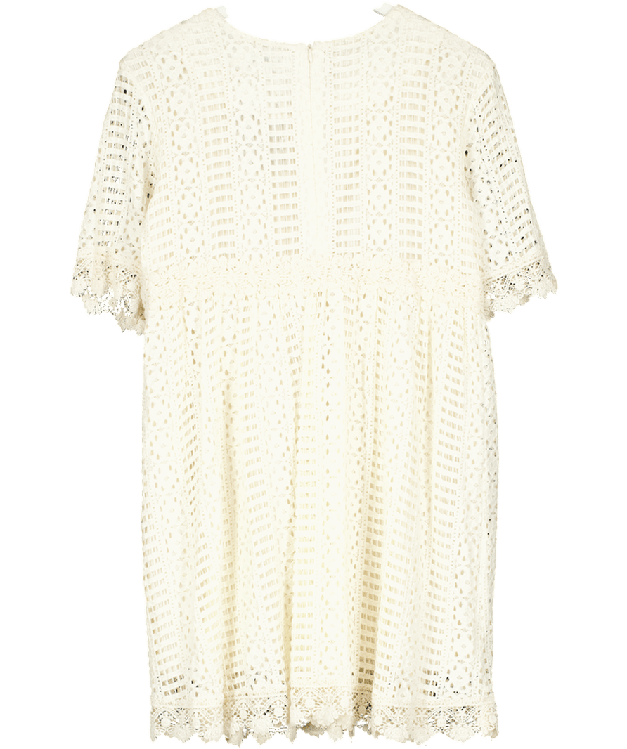 Olive Clothing Cream Cotton Lace Dress UK S - Reliked