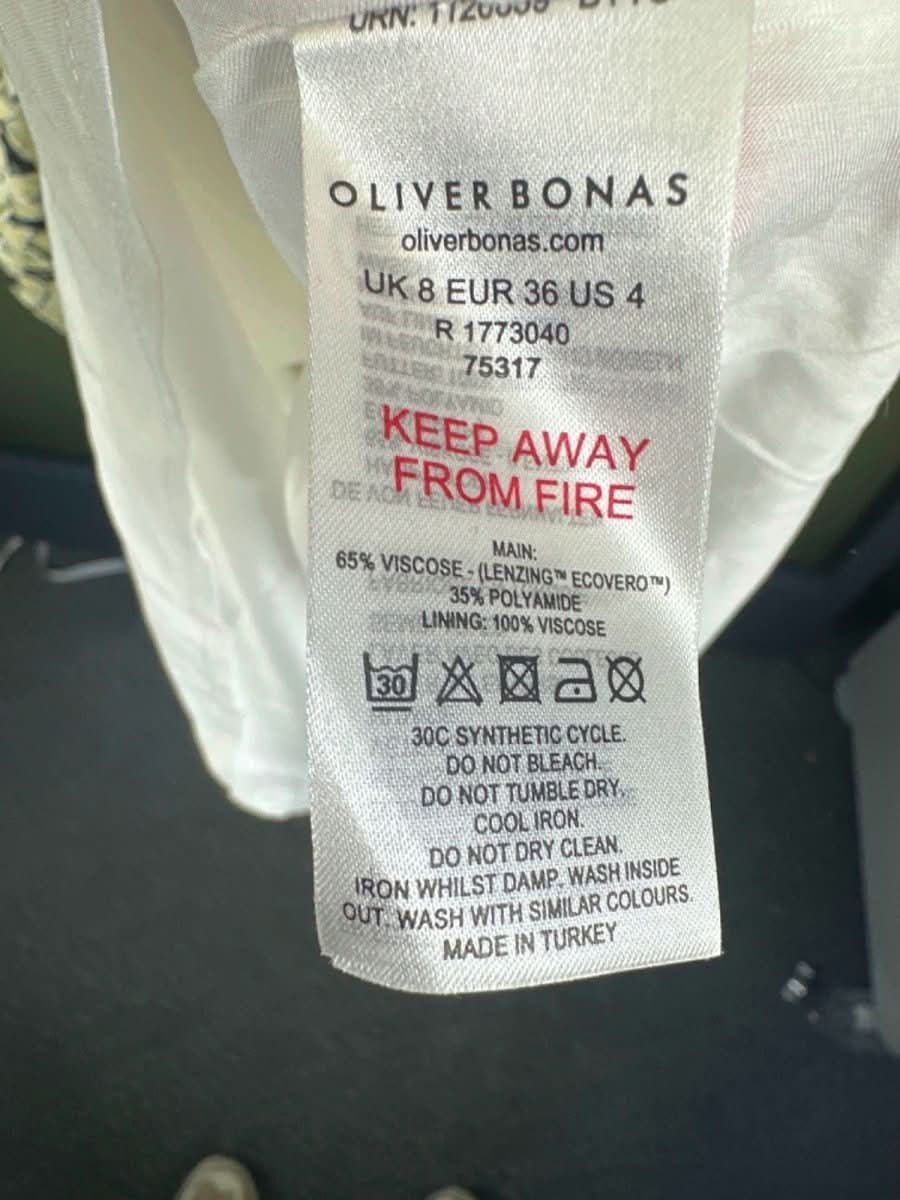 Oliver Bonas Yellow Floral Textured Midi Dress UK 8 - Reliked