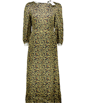 Olivia Rubin Brown Leopard Print Satin Midi Dress UK 6