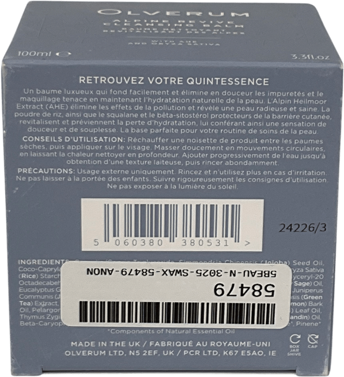 olverum Alpine Revive Cleansing Balm 100ml - Reliked