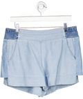 ONCE WAS MELBOURNE Blue Chambray Tencel Shorts Sz3 UK 12 - Reliked