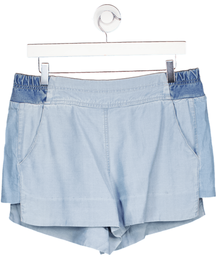 ONCE WAS MELBOURNE Blue Chambray Tencel Shorts Sz3 UK 12 - Reliked