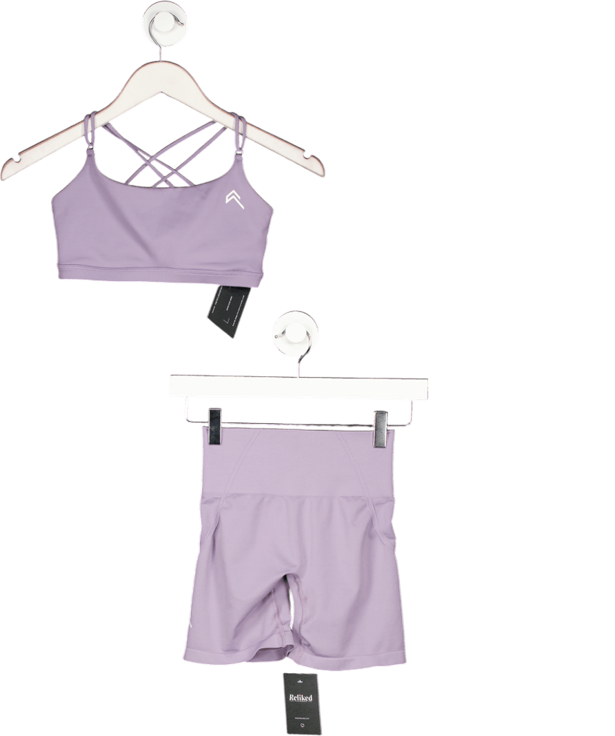 Oner Active Purple Everyday Cross Over Bralette And Seamless Shorts Set UK S - Reliked