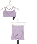 Oner Active Purple Everyday Cross Over Bralette And Seamless Shorts Set UK S - Reliked