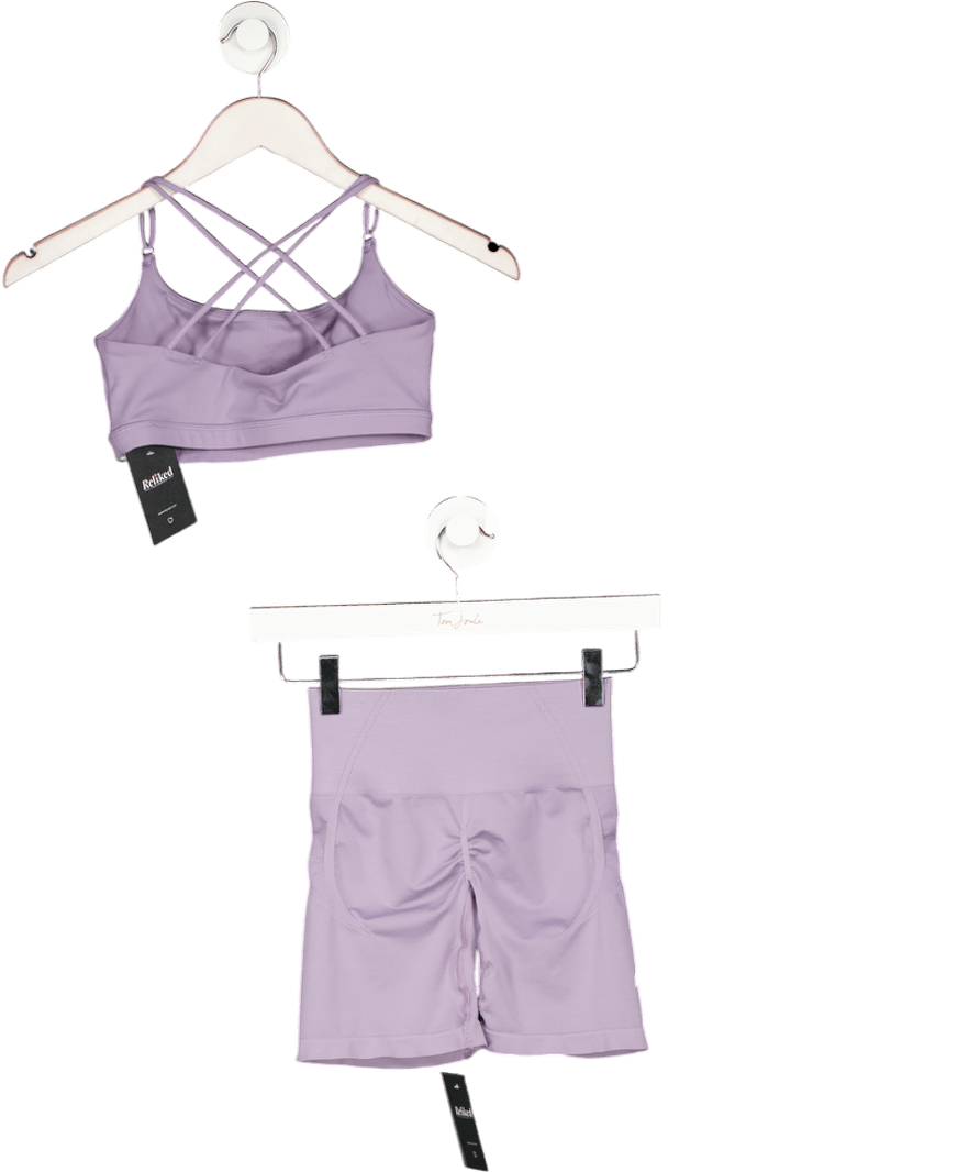 Oner Active Purple Everyday Cross Over Bralette And Seamless Shorts Set UK S - Reliked