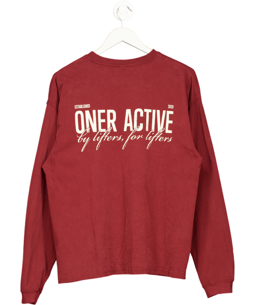 Oner Active Red Oversized Lightweight Long Sleeve Top UK S - Reliked