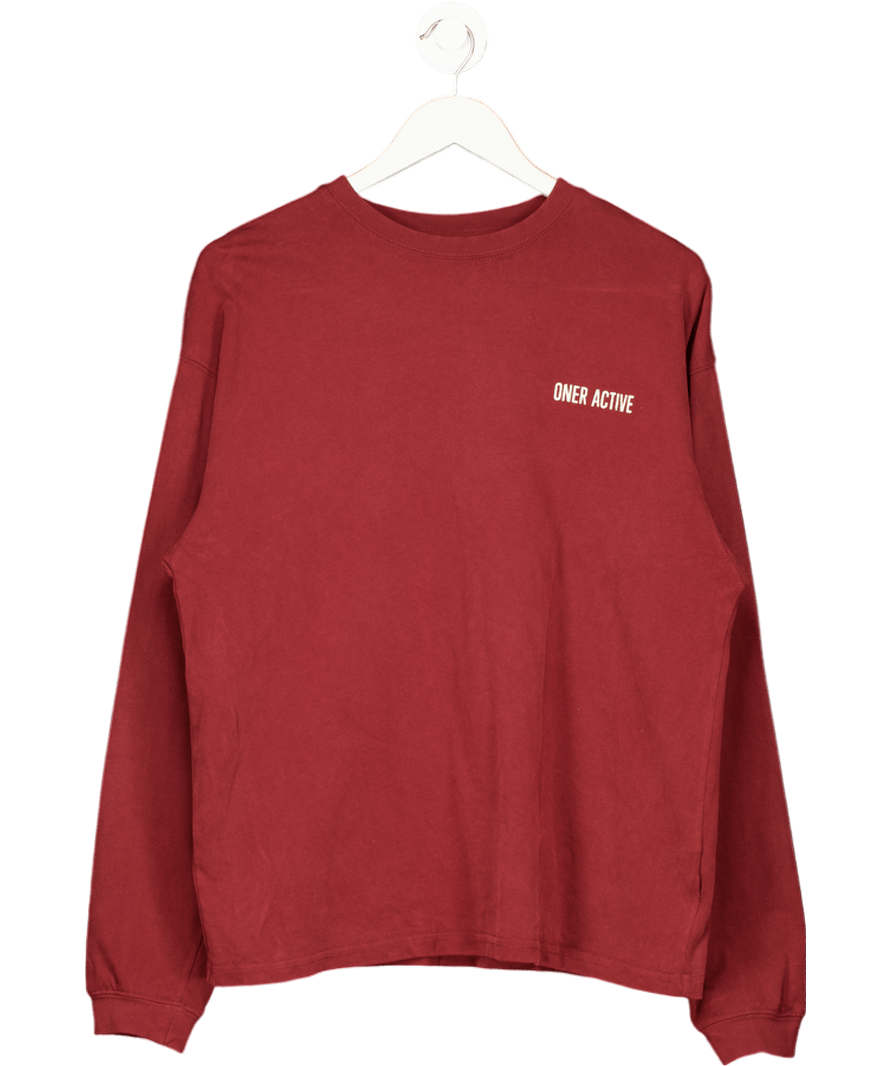 Oner Active Red Oversized Lightweight Long Sleeve Top UK S - Reliked