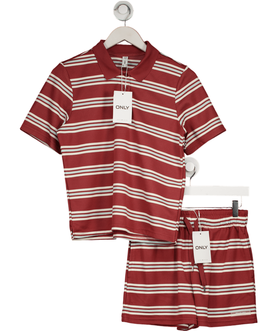 Only 2 - piece Red Onlevie Polo Shirt & Shorts set UK S - Reliked