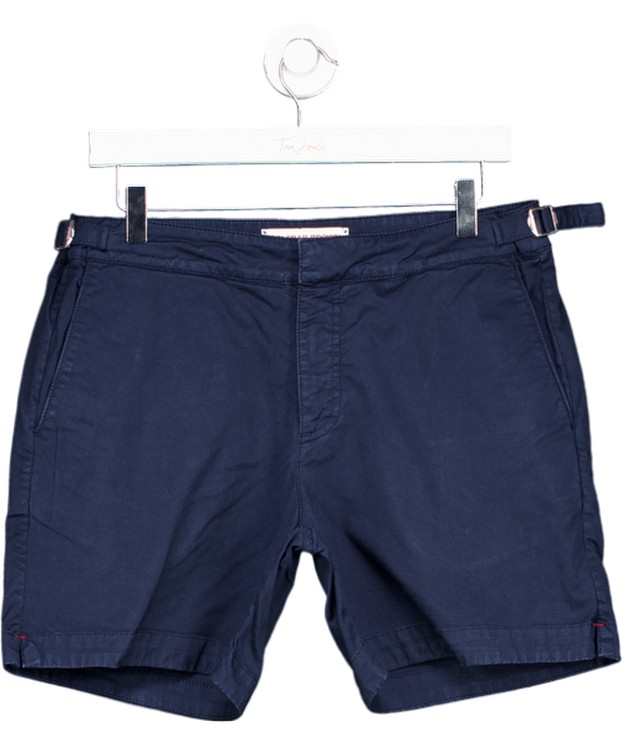 Orlebar Brown Navy Blue Bulldog Slim - fit Straight - leg Stretch - cotton Twill Shorts W32 - Reliked