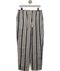 Orlebar Brown White Azul Blue/cashew Stripe Relaxed Fit Linen - cotton Drawcord Trousers W30 - Reliked