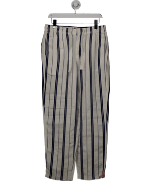 Orlebar Brown White Azul Blue/cashew Stripe Relaxed Fit Linen-cotton Drawcord Trousers W30