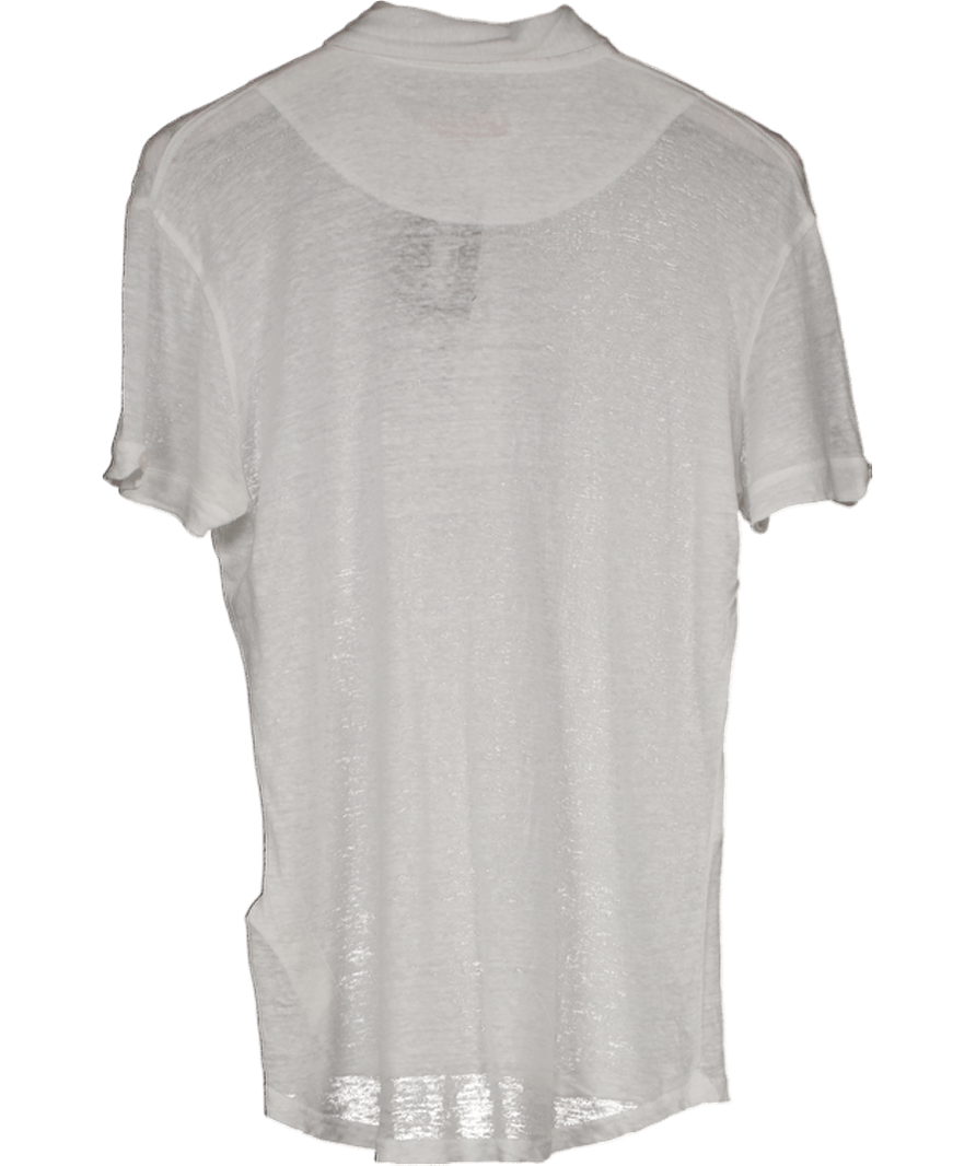 Orlebar Brown White Linen Polo Shirt UK S - Reliked