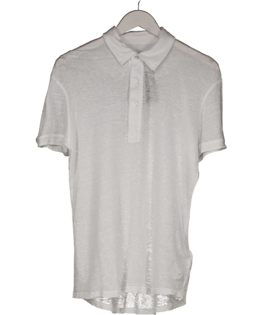 Orlebar Brown White Linen Polo Shirt UK S - Reliked