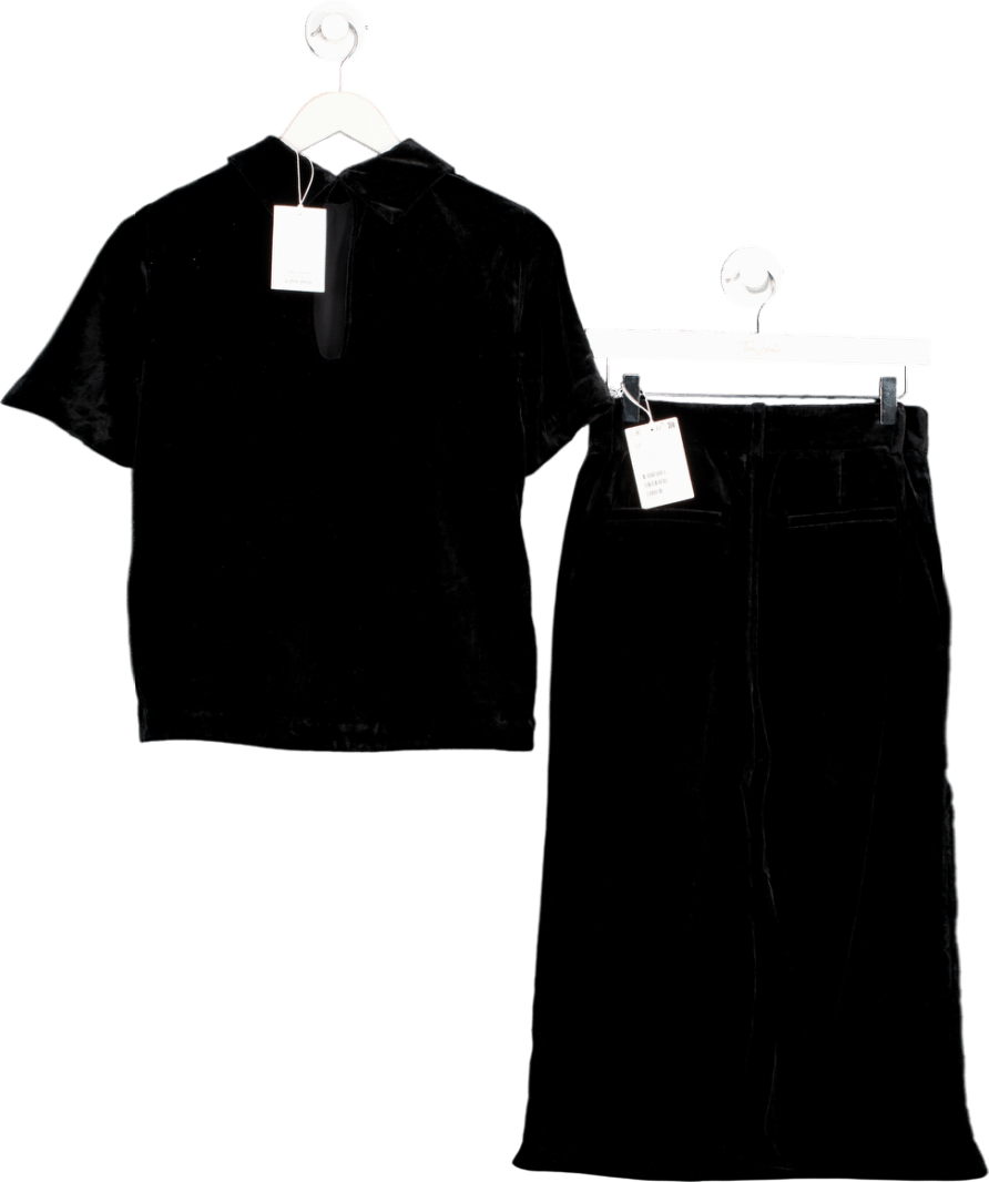 & Other Stories 2 - piece Black Velvet Top & Straight - leg Trousers set UK 8 - Reliked