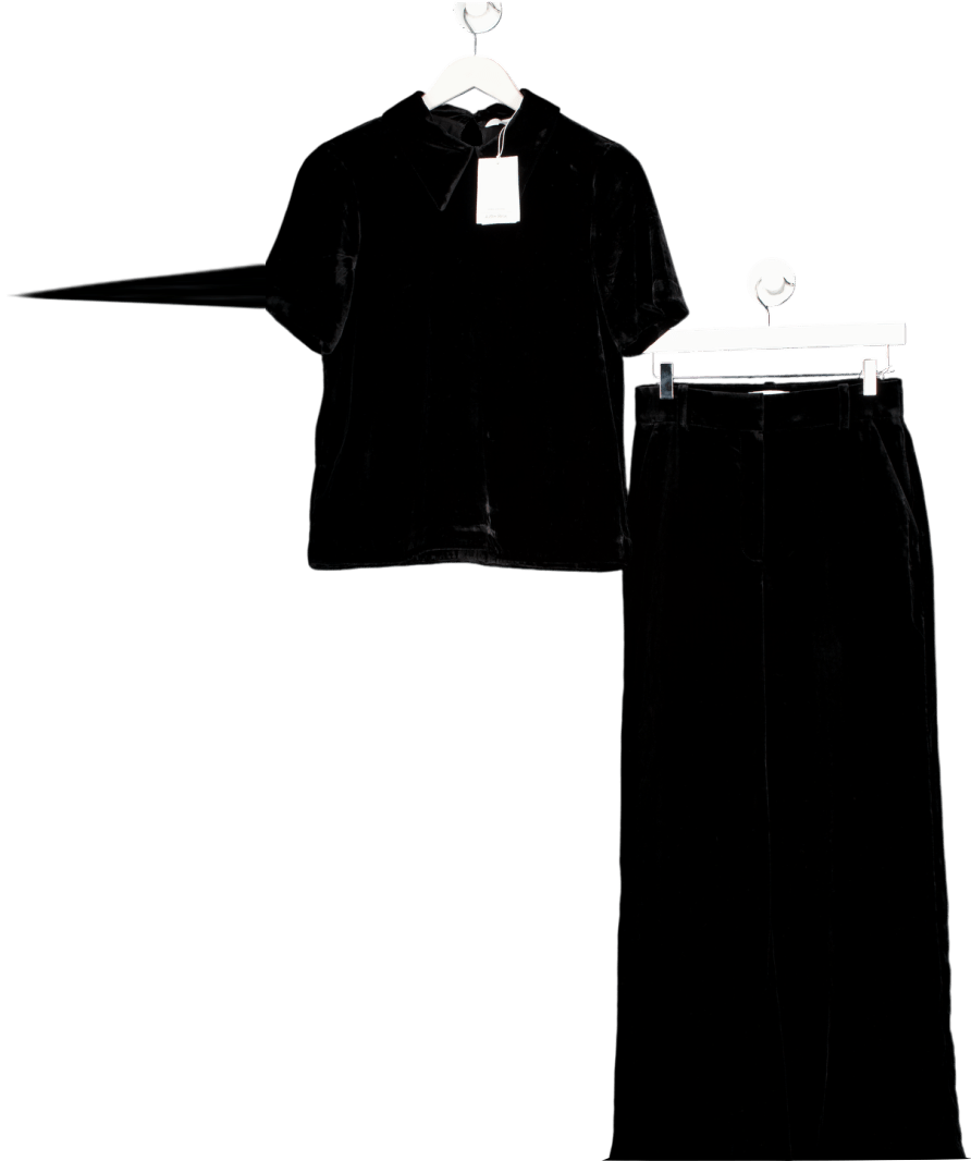 & Other Stories 2 - piece Black Velvet Top & Straight - leg Trousers set UK 8 - Reliked