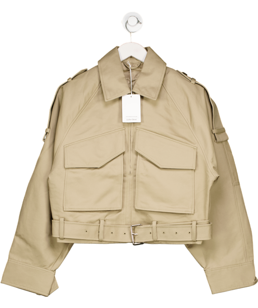 & Other Stories Beige Cropped Belted Trench Jacket UK XS - Reliked