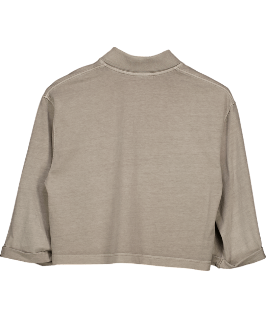 & Other Stories Beige Cropped Smooth Organic Cotton Polo Top UK XS - Reliked