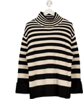& Other Stories Black Beige Cotton Blend Stripe Roll Neck Jumper UK S - Reliked