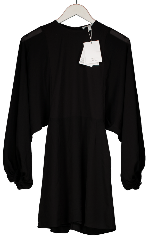 & Other Stories Black Buttoned Voluminous Sleeve Mini Dress Eu34 UK 6 - Reliked