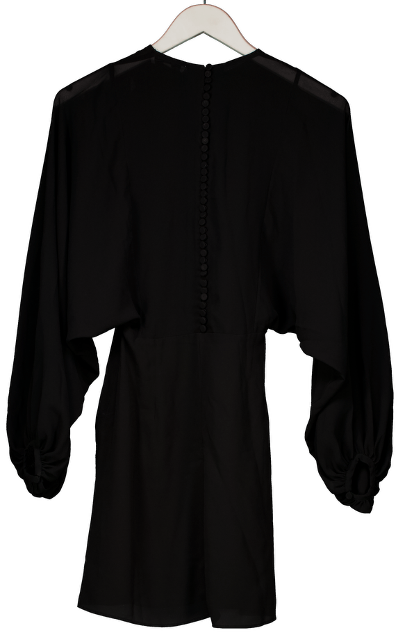 & Other Stories Black Buttoned Voluminous Sleeve Mini Dress Eu34 UK 6 - Reliked