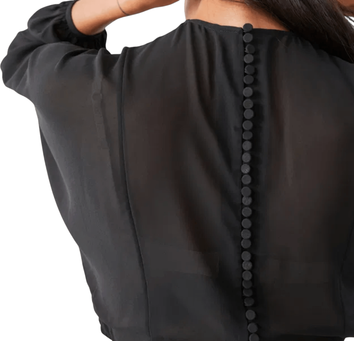 & Other Stories Black Buttoned Voluminous Sleeve Mini Dress Eu34 UK 6 - Reliked