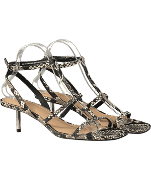 & Other Stories Black Snake Heeled Leather Sandals UK 6 EU 39
