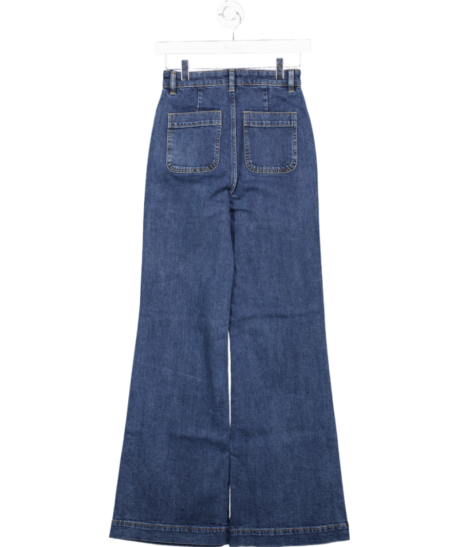 & Other Stories Blue Flared Buttoned Patch Pocket Jeans Eu34 UK 6 - Reliked