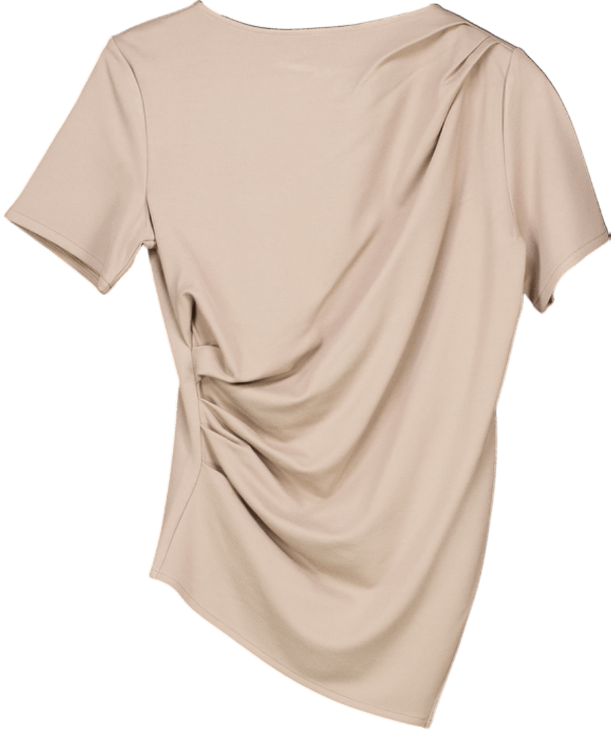 & Other Stories Brown Draped Asymmetric T-shirt UK S - Reliked