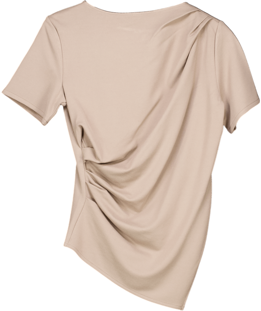 & Other Stories Brown Draped Asymmetric T-shirt UK S - Reliked