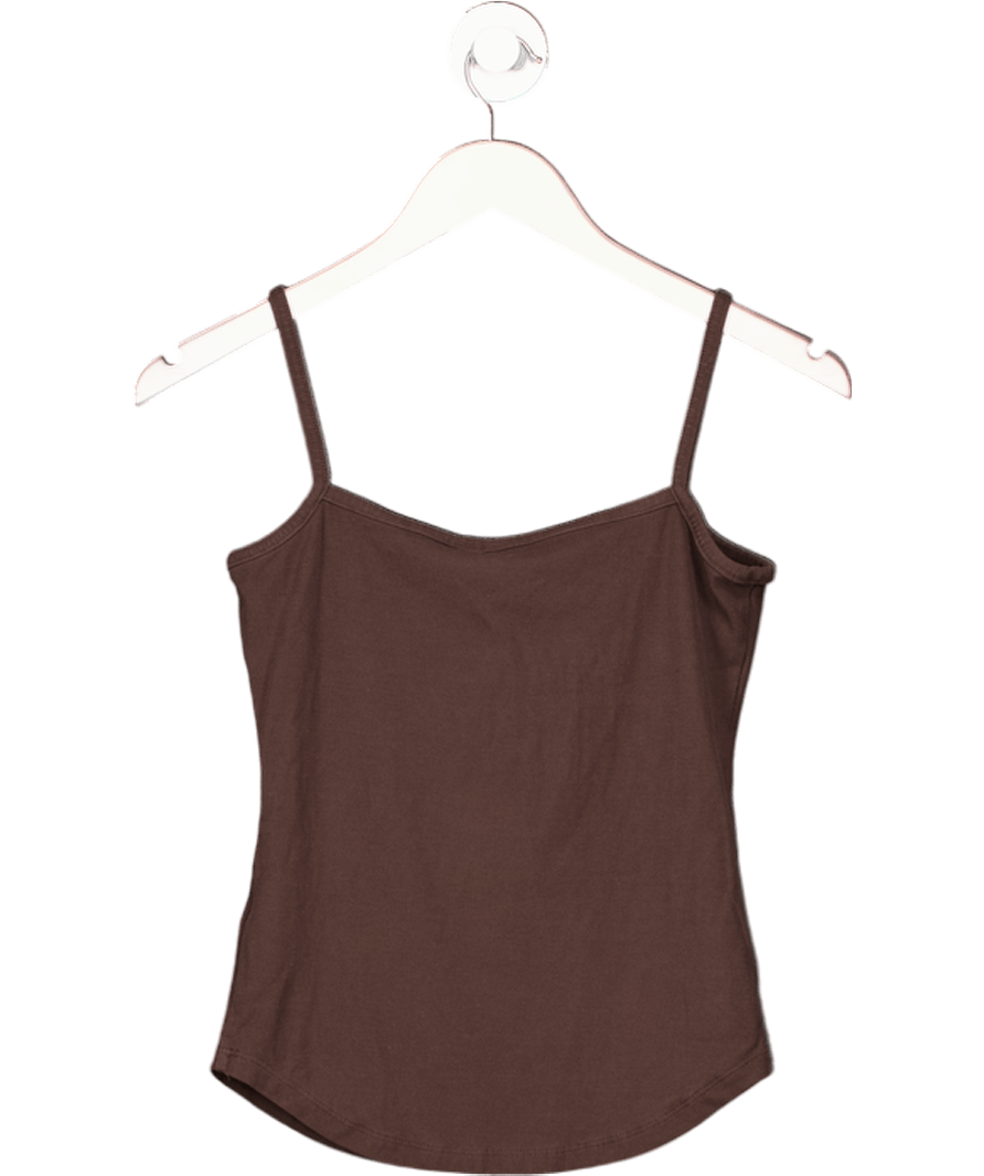 & Other Stories Brown Ribbed Crop Top UK S - Reliked