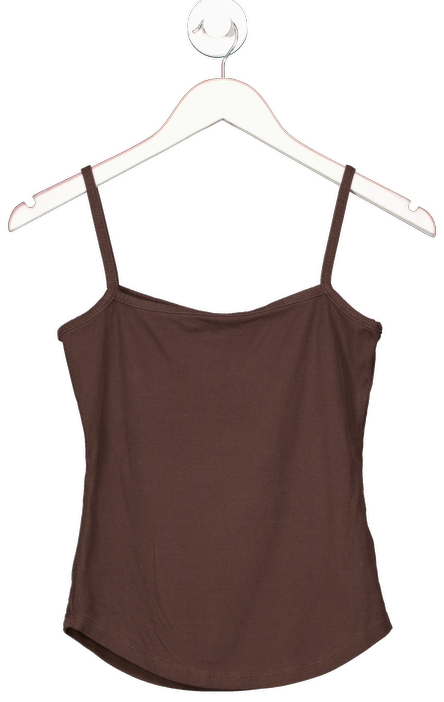 & Other Stories Brown Ribbed Crop Top UK S - Reliked