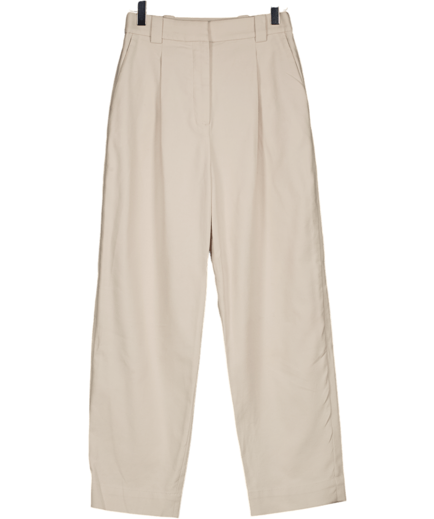 & Other Stories Cream Pleated Tapered Trousers UK 6 - Reliked