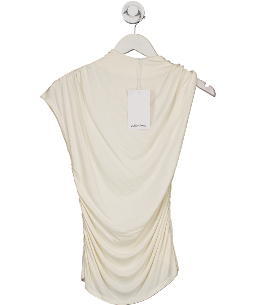 & Other Stories Cream Ruched Gold Buckle Detail Top UK S - Reliked