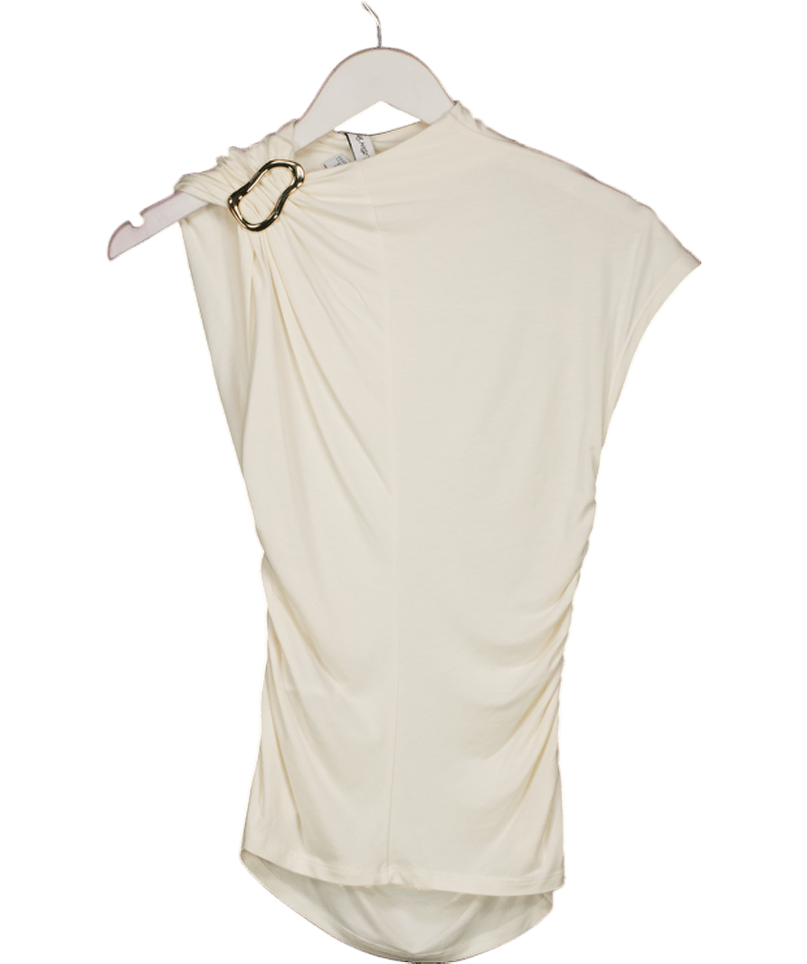 & Other Stories Cream Ruched Gold Buckle Detail Top UK S - Reliked