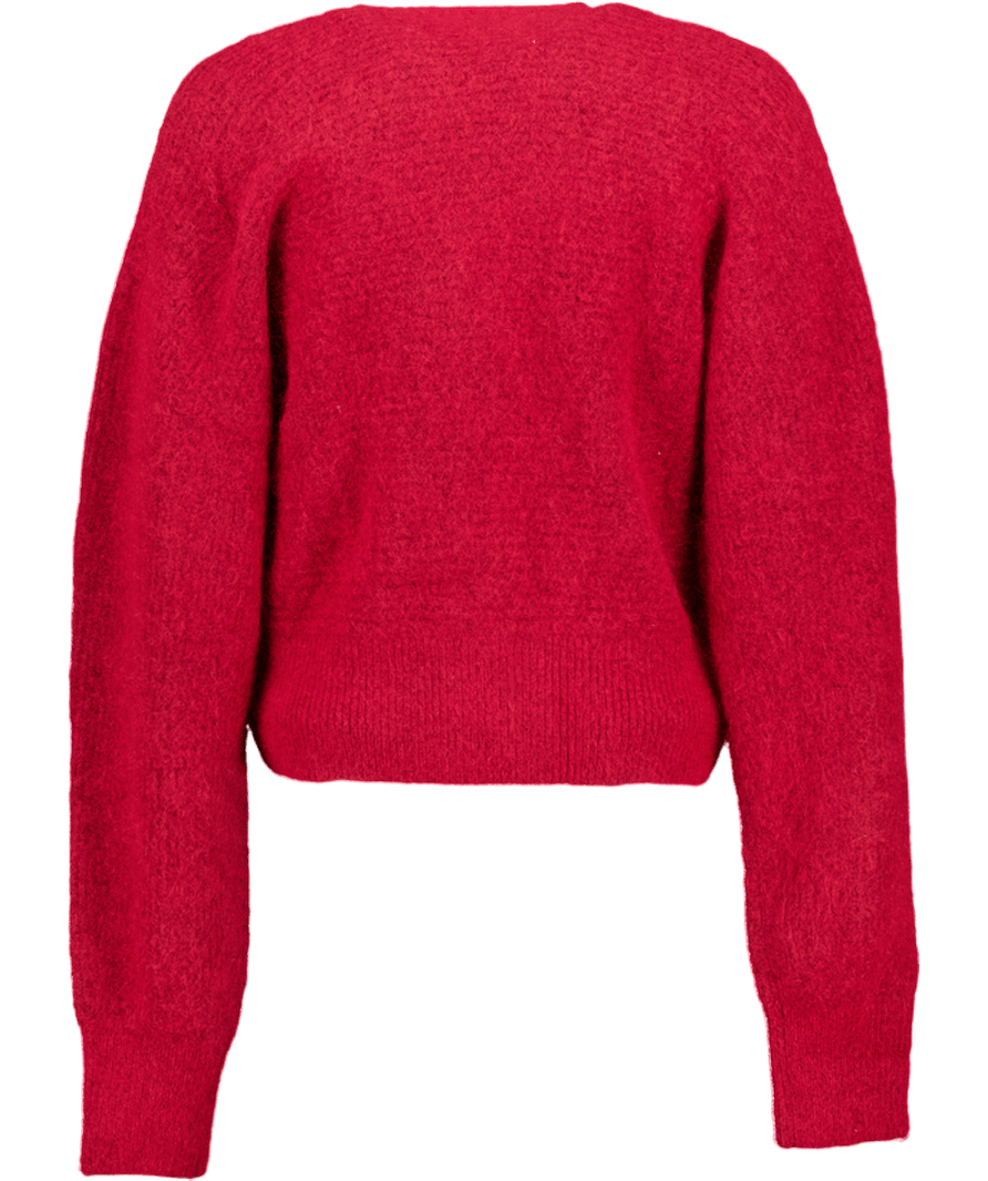 & Other Stories Dark Red Mohair Rib - knit Cardigan UK S - Reliked