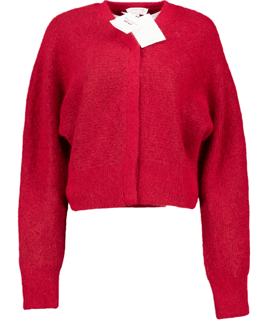 & Other Stories Dark Red Mohair Rib - knit Cardigan UK S - Reliked