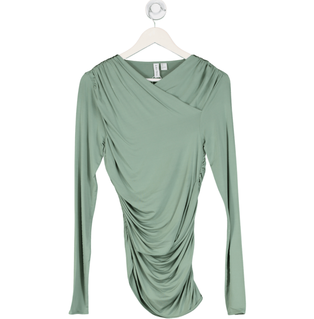 & Other Stories Green Ruched Wrap Top UK S - Reliked