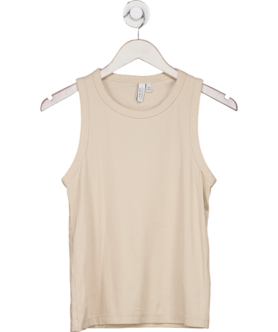 & Other Stories Light Beige Fitted Ribbed Tank Top UK M - Reliked