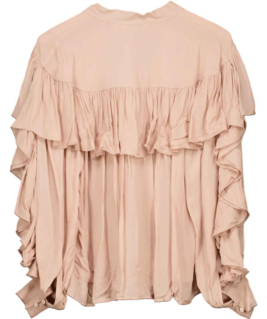 & Other Stories Nude Pink Ruffled Bow - detailed Blouse UK S - Reliked