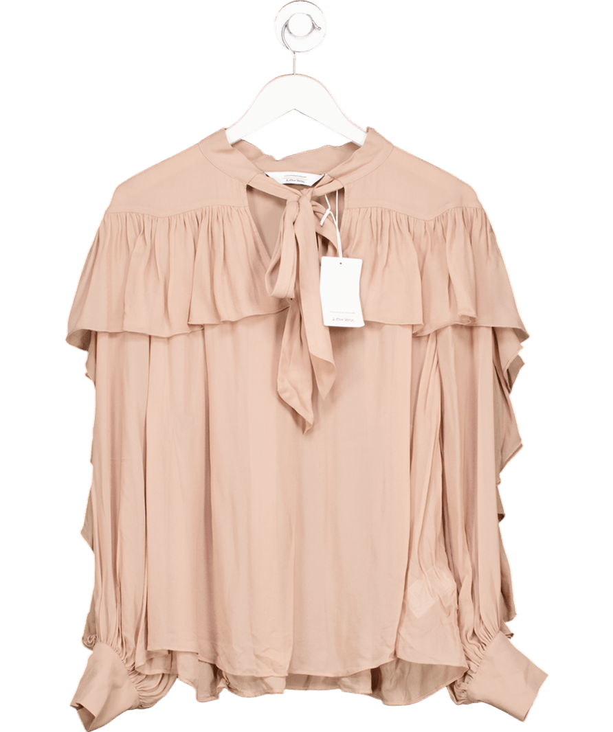& Other Stories Nude Pink Ruffled Bow - detailed Blouse UK S - Reliked