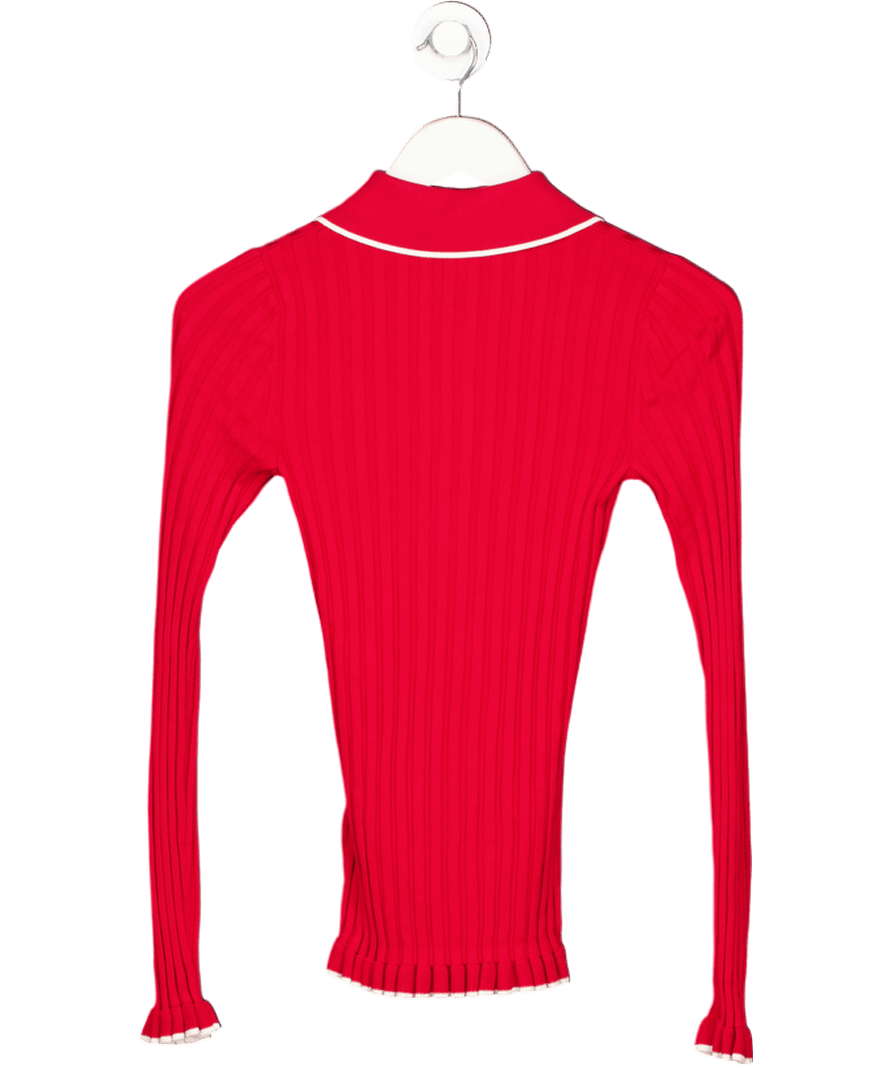 & Other Stories Red Rib - knit Polo Shirt UK XS - Reliked